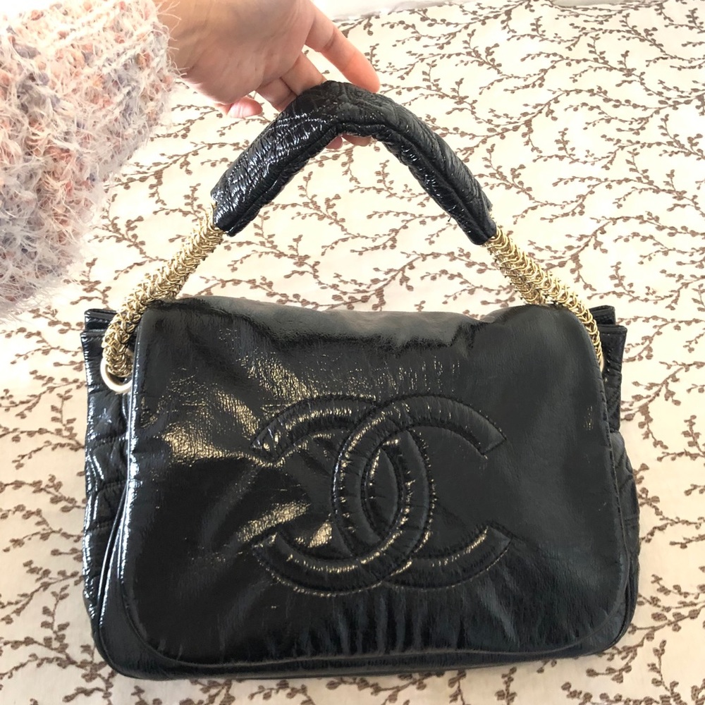 Chanel black patent leather rock chain accordion - Picture 2 of 16